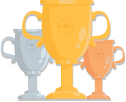 Copas de oro, plata y bronce